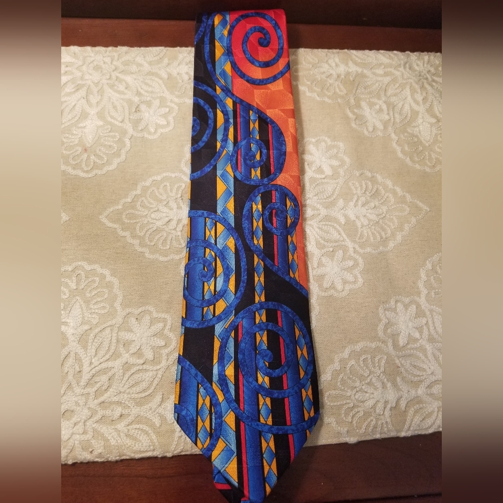 Men's Blue Multicolor Electric Neckwear Necktie